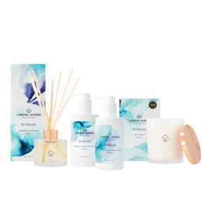 Linden Leaves: Aqua Lily Soy Candle, Fragrance Diffuser, Hand & Body Lotion & Hand & Body Wash
