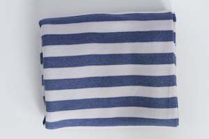 Merino Blankets: The Classic Stripey in Sailor blue + Silver Grey Baby Blanket