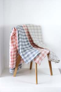 Linen Cot Cover: Linen Cot Duvet Cover-Blush Gingham