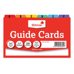 Library Cards System Cards: Silvine Guide Cards Indices for System Cards 127 x 76mm or 5"x 3"