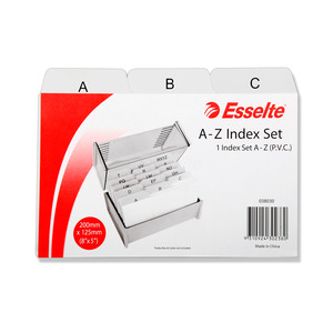 Esselte Indices for System Cards A-Z PVC 200 x 125mm (8"x5") Grey