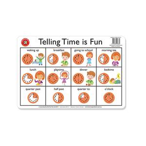 LCBF Placemat Educational Desk Mat 44 x 29 cm Telling The Time is Fun