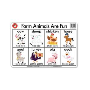 LCBF Placemat Educational Desk Mat 44 x 29 cm Farm Animals are Fun