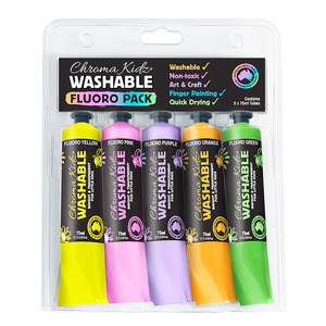 Chroma Kidz Washable Acrylic Fluoro Paint 5 x 75ml Set