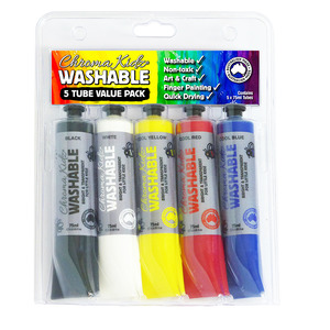 Acrylic Paints: Chroma Kidz Washable Acrylic Paint 5 x 75ml Value Pack