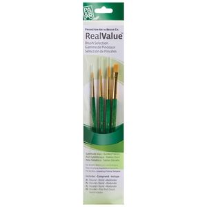 Paint Brushes And Accessories: Princeton Real Value Golden Taklon Brush Synthetic Hair Short Handle Set of 4