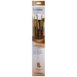 Princeton Real Value White Taklon Brush Synthetic Hair Long Handle Set of 4