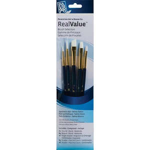 Princeton Real Value Artists Brush Synthetic Hair White Taklon Set of 5