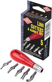 Paint Brushes And Accessories: Essdee Woodcut & Lino Cutters & Handle Set of 5