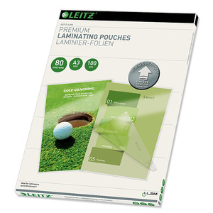 Laminators Laminating Pouches: Leitz Laminating Pouch Premium A3 80 Micron Pack of 100