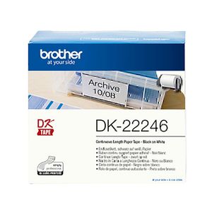 Brother DK-22246 Continuous Paper Label Roll Black on White 103mm x 30.48m
