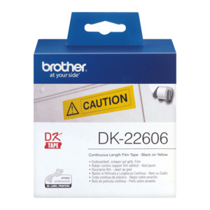 Printer Accessories Ink Toners Paper: Brother DK-22606 Continuous Paper Label Roll with Removable Adhesive Black on Yellow 62mm x 15.24m