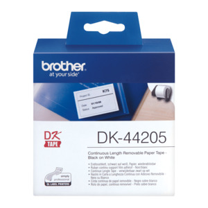 Printer Accessories Ink Toners Paper: Brother DK-44205 Continuous Paper Label Roll with Removable Adhesive Black on White 62mm x 30.48m