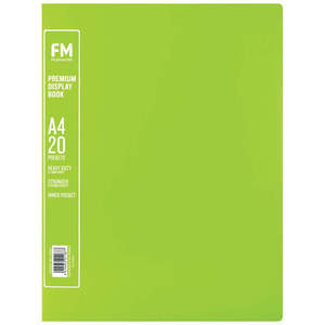 FM Premium Display Book A4 20 Pocket Lime Green