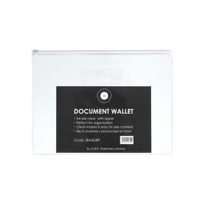 OSC Document Wallet A4 Zip Closure Clear