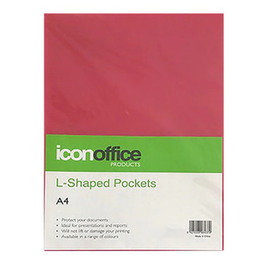 Document Folders Pockets: Icon L Shaped Pockets A4 Red