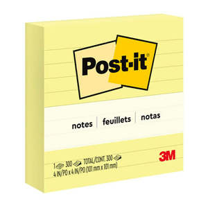 Post-it Lined Notes 675-YL 101x101mm Yellow 300 Sheets