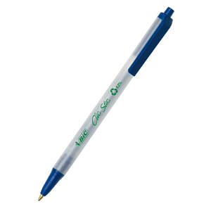 Ballpoint Pens: Bic Eco Clic Stic Ballpoint Pen Retractable Medium Tip 1.0mm Blue