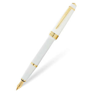 Cross Fountain Pen Medium Bailey Light Polished White Resin and Gold Tone