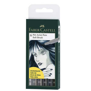 Artists Calligraphy Pens: Faber-Castell Graphics Pitt Artist Pen Grey Tones Wallet of 6