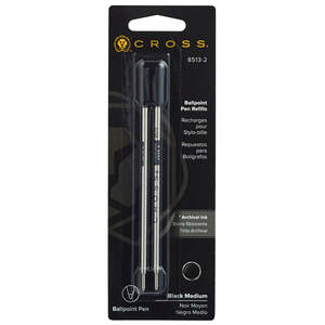 Cross Ballpoint Pen Refill 8513-2 Medium Black Pack of 2