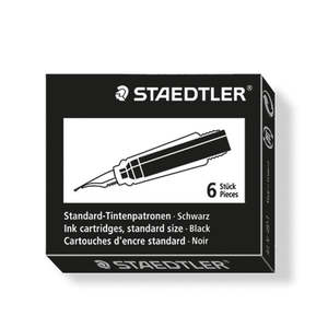 Staedtler Ink Cartridge Standard Size Refills 6 Pack Black
