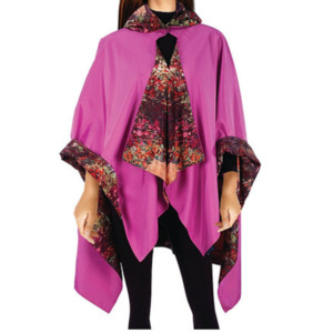 Galleria Reversible Rain Cape Magnetic Closure Monet Pathway Free Size
