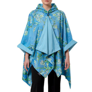 Galleria Reversible Rain Cape Magnetic Closure Van Gogh Almond Blossom Free Size