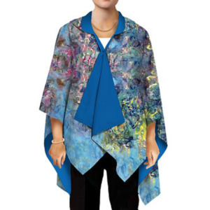 Galleria Reversible Rain Cape Magnetic Closure Monet Wisteria Free Size