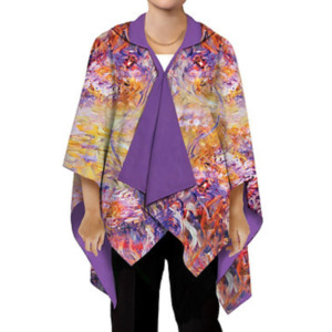 Galleria Reversible Rain Cape Magnetic Closure Monet Agapanthus Rain Free Size