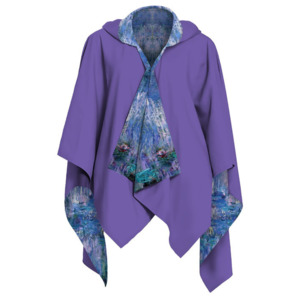 Galleria Reversible RainCape Magnetic Closure Waterlilies and Reflection Free Size