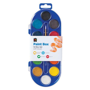 EC Watercolour Paint 12 Disc Set with Brush