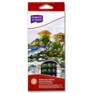 Watercolours: Derwent Academy Premium Watercolour Paint 12ml Pack of 12