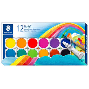 Staedtler Watercolours Paint with Brush & Mixing Palette 12 Shades
