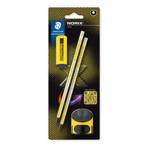 Pencils 1: Staedtler NORIX 181 SBK2-1 HB Graphite Pencil Set with Eraser & Sharpener Yellow