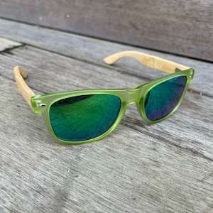 Sunnies: Moana Road Sunglasses - Green with reflective lens