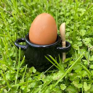 Kitchen: Cauldron Egg Cup with Broom Spoon