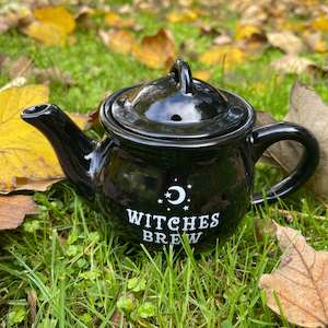 Kitchen: Witches Brew Ceramic Black Teapot