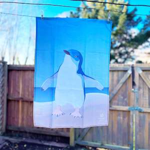 Tea Towels: Blue Penguin Tea Towel - Hansby Design