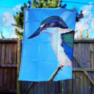 Tea Towels: Hushed Blue Kingfisher Tea Towel