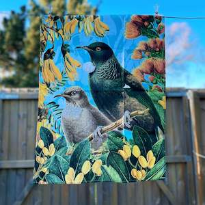 Botanical Tūī  Tea Towel
