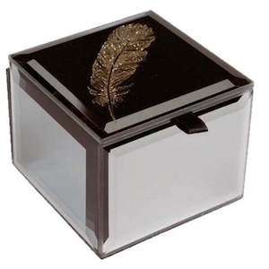 Mirrored Trinket Box Feather