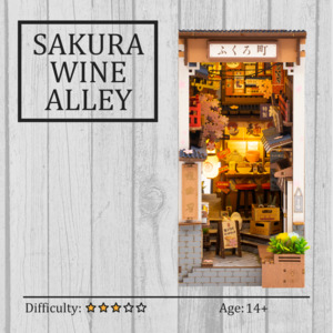 Sakura Wine Alley DIY Book Nook 3D Wooden Puzzle