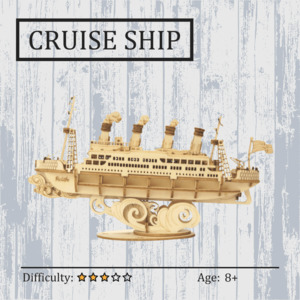 Transportation 3d Wooden Puzzles: Cruise Ship 3D Wooden Puzzle