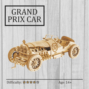 Transportation 3d Wooden Puzzles: Grand Prix Car 3D Wooden Puzzle