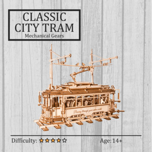 Land Vehicles: Classic City Tram 3D Wooden Puzzle