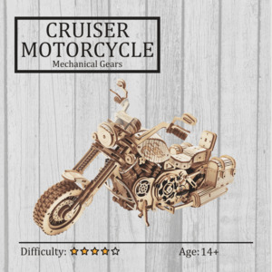 Land Vehicles: Cruiser Motorcycle 3D Wooden Puzzle