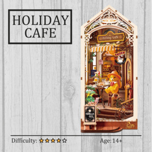 3d Wooden Puzzles: Holiday Cafe DIY Book Nook 3D Wooden Puzzle