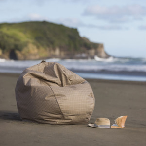 Her: Citta Grid Bean Bag Taupe/Cream 300L 90x52x120cmh