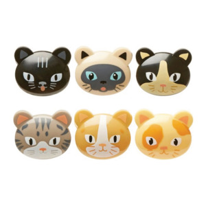 Him: Kikkerland Cat Bag Clips (Set of 6) Multi-Coloured 3x4 x4cm